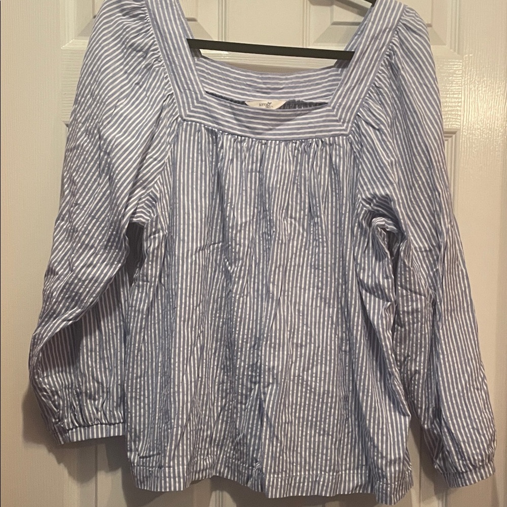 Terra & Sky Blue and White Striped Blouse/ Womens size 0X, 14W